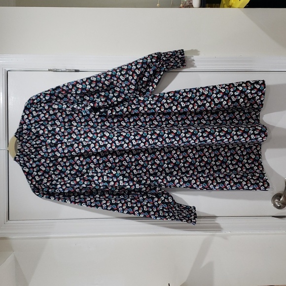 Boden Black Long Sleeve Dress Size 14R Smocked Neck and Sleeve Pockets Floral - Picture 9 of 15